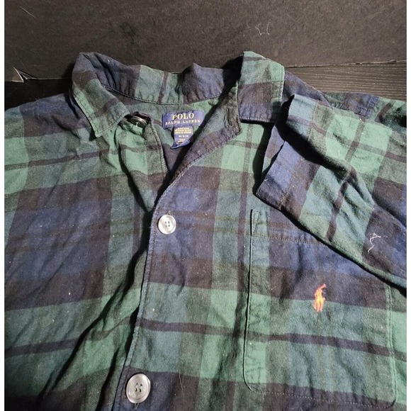 Polo Ralph Lauren Other - Polo Ralph Lauren Sleepwear‎ shirt Button down green blue plaid size M medium
